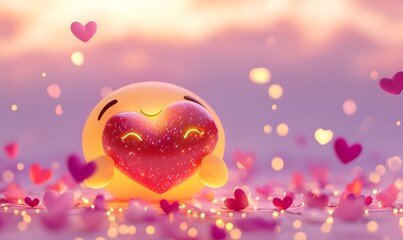 3d smiley face emotions with heart emoji 