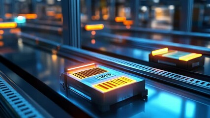 An intricate view of a scanning device reading barcodes on small packages with the glowing scanner light in focus as it ensures accurate inventory tracking.