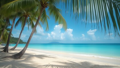 Tropical beach with palm trees and turquoise water