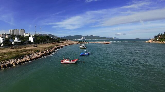 Vietnamese fishing boats in the harbor