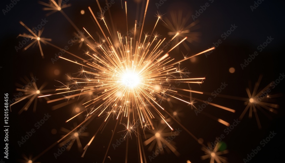 Poster close-up of a sparkling sparkler on a dark background
