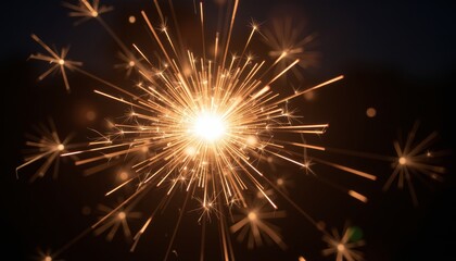 Fototapeta premium Close-up of a sparkling sparkler on a dark background