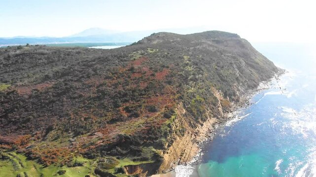 Porto Novo Beach, Zvernec, Vlore, Albania - Aerial Drone View of the Rocky Coastline