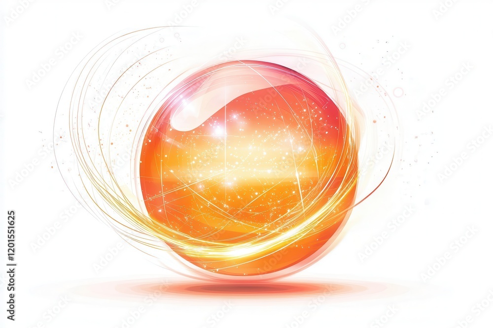 Poster glowing energy sphere with dynamic light trails and vibrant colors for abstract or sci-fi background