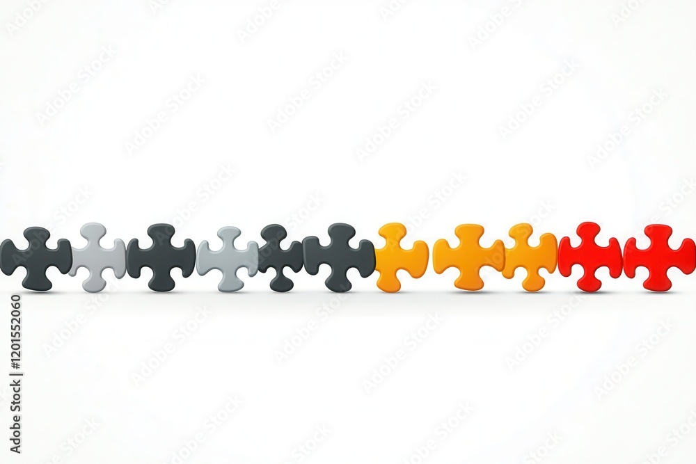 Poster vector illustration of diverse puzzle pieces coming together as a symbol of unity and collaboration 