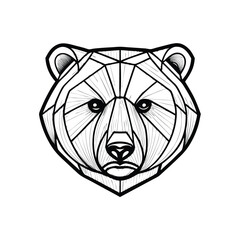 A low-poly bear head rendered with sharp, geometric edges and minimal details.
