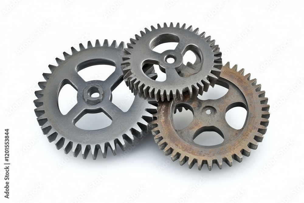 Poster detailed vector illustration of interlocking gears representing mechanisms of industry and technolog