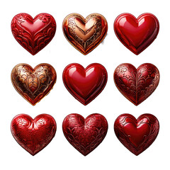 Fototapeta premium Collection of heats png, Heart png transparent images, hearts white isolated background