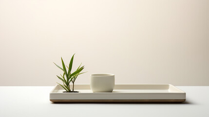 Modern Minimalist Tray with Plant Arrangement