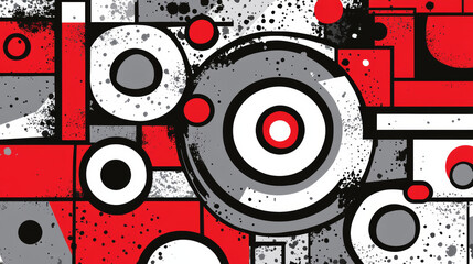 Obraz premium Abstract geometric pattern with red, black, and gray circles
