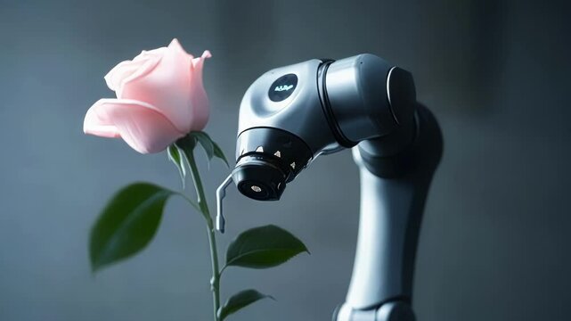 A highspeed camera capturing the moment a collaborative robot cobot works alongside human operators showcasing the harmony between human and machine in a modern manufacturing environment.