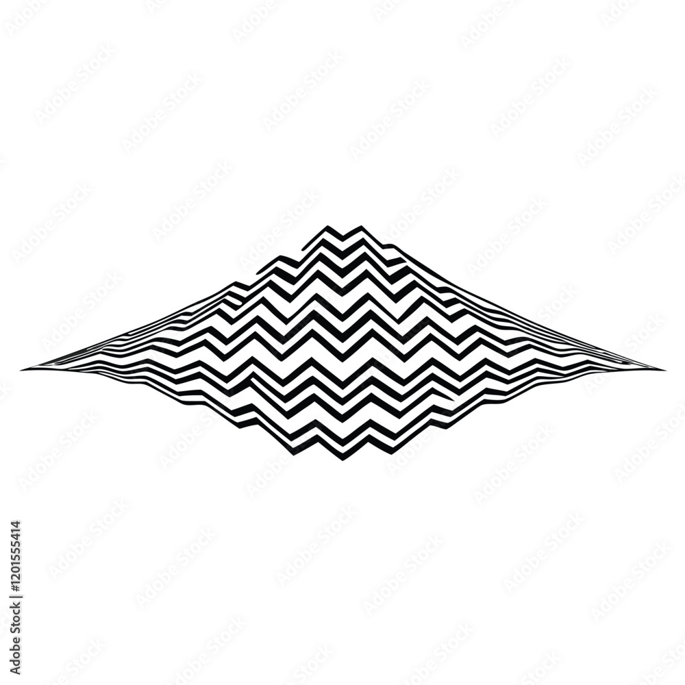 Poster a minimalist design featuring a stylized wave composed of a sleek chevron pattern.