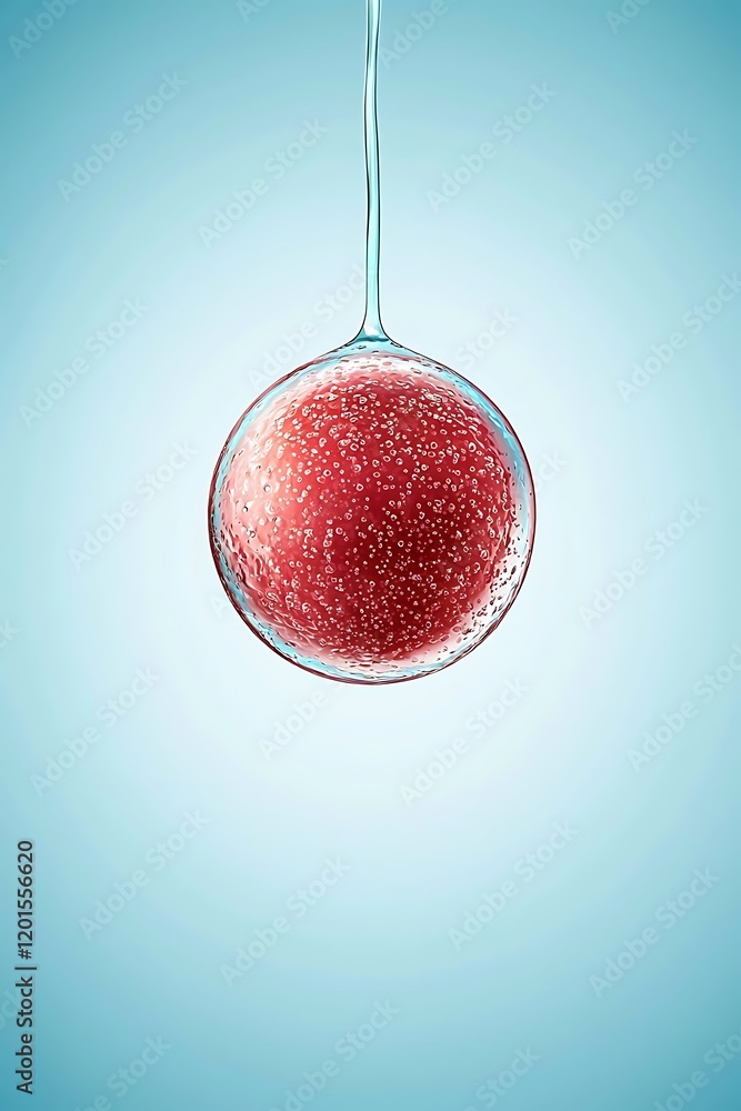 Poster a 3d rendering of a single-cell organism floating in a drop of water