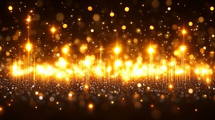Golden Lights Sparkle on Glittering Surface