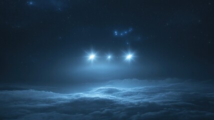 Fototapeta premium Mysterious Lights Above the Clouds: A Night Sky Enigma