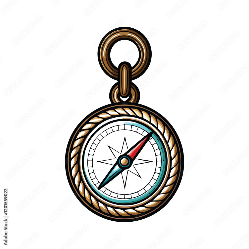 Poster a stylized compass with curved edges, featuring a circular design and intricate details.