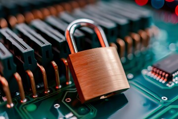 A lock is on a computer board