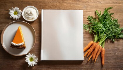 Positioned on a warm wooden surface, a blank magazine cover awaits its unique design