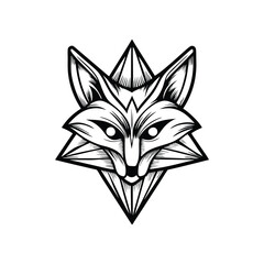 A stylized fox head with sharp, clean angles, rendered in a minimalist, geometric style.