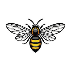 A stylized hexagonal bee design with a transparent letter 