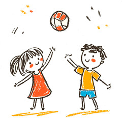 Dibujo de Una niña y niño jugando