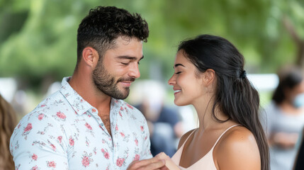 Fototapeta premium Australian young couple having fun together enjoy the moment and falling in love