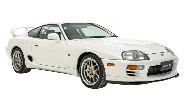 Toyota Supra car isolated. White classic model.