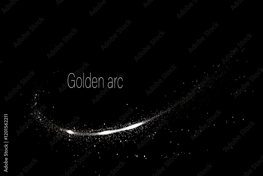Canvas Prints isolated shiny golden arc with tinsel on black background, abstract design component.