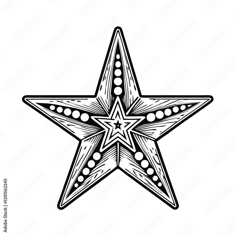Aufkleber a stylized star with geometric shapes in the center, creating a visually appealing abstract design.
