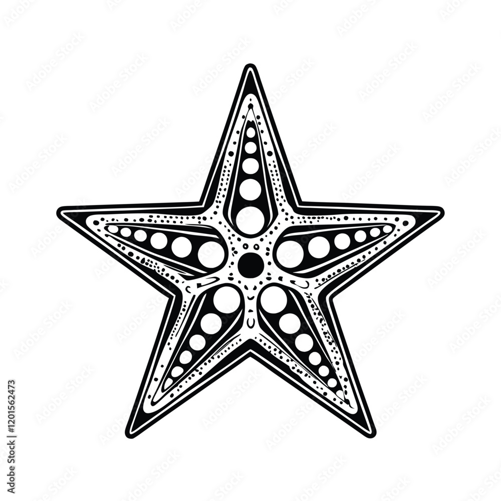 Poster a stylized star with intricate geometric patterns forming a captivating inner design.