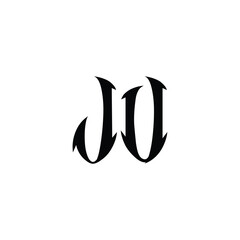 JU monogram logo design letter text name symbol monochrome logotype alphabet character simple logo