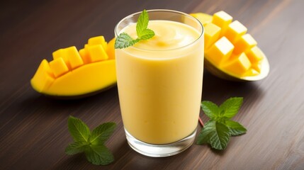 A mango smoothie isolated on white background