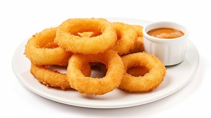deep fried onions rings isolated on white background