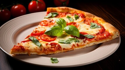 Slice of delicious pizza. Food photography, menu items