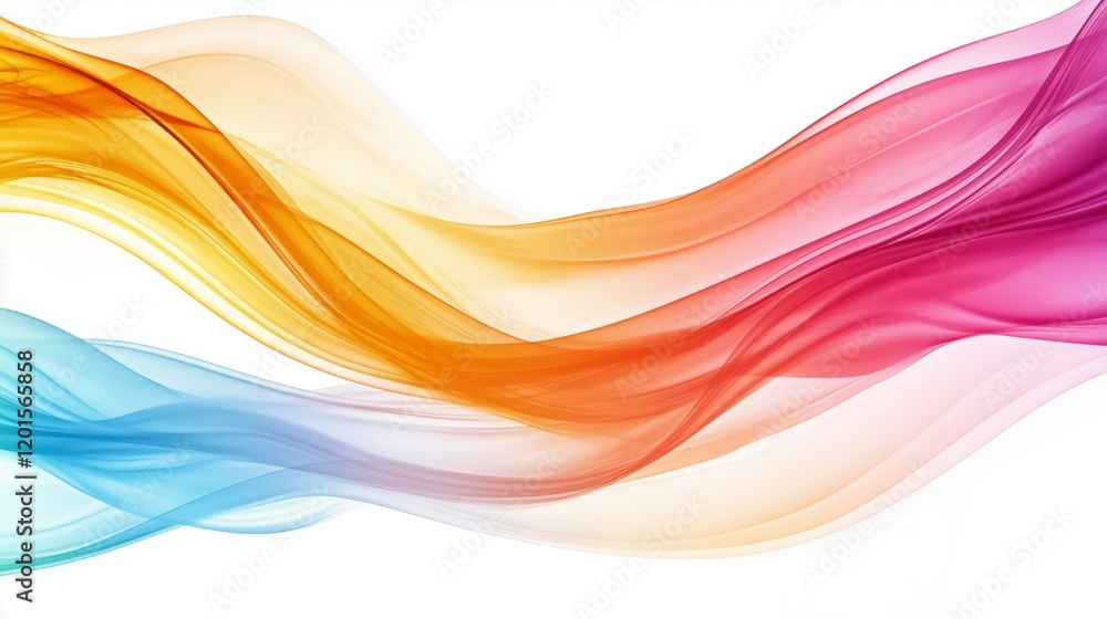 Poster a colorful wave with a white background. the colors are bright and vibrant, creating a sense of ener