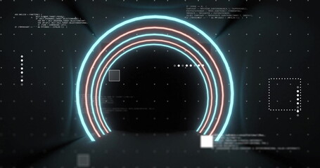 Image of data processing over scope on black background
