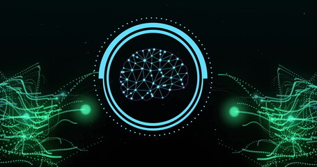 Image of ai digital data processing over scope on black background