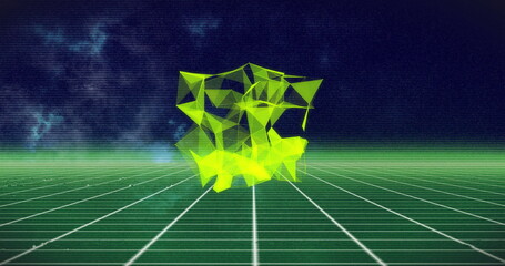 Image of connections over metaverse on dark background