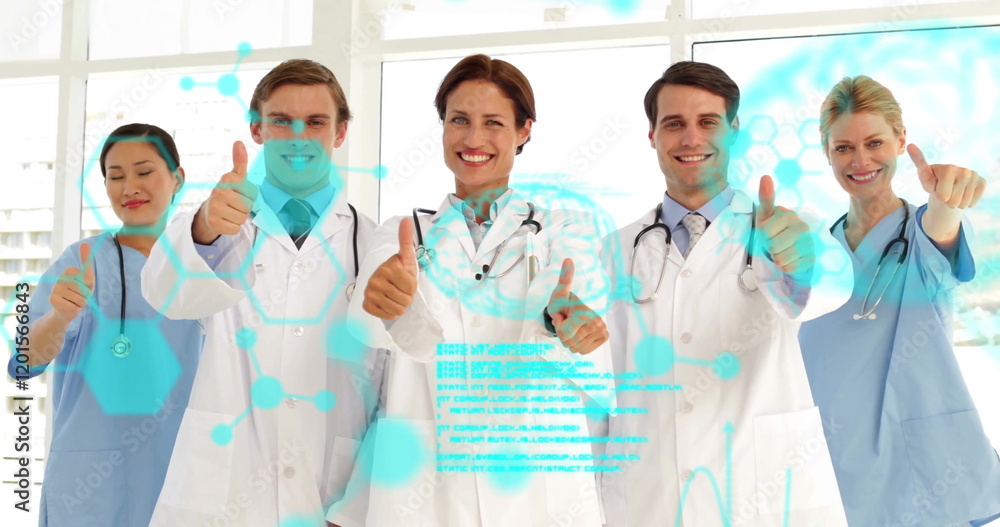 Poster image of data processing over diverse doctors with thumbs up