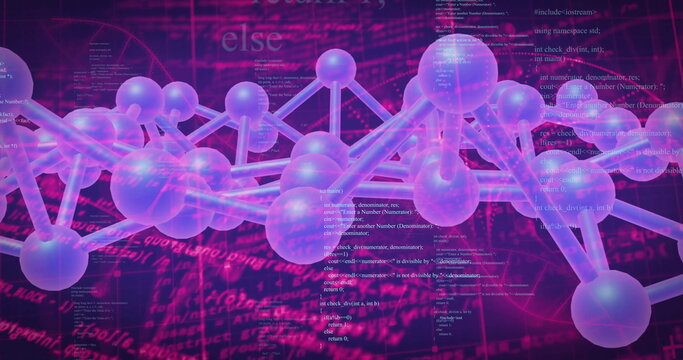 Image of digital data processing over dna strand spinning