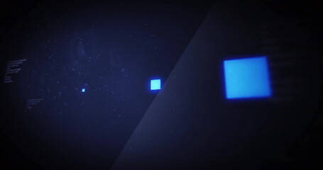 Image of data processing and loading data squares over black background