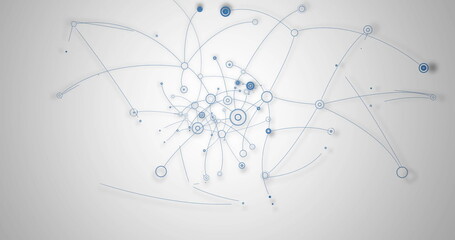 Image of network of glowing connections over white background