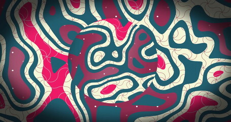 Image of colourful shapes moving on liquid background