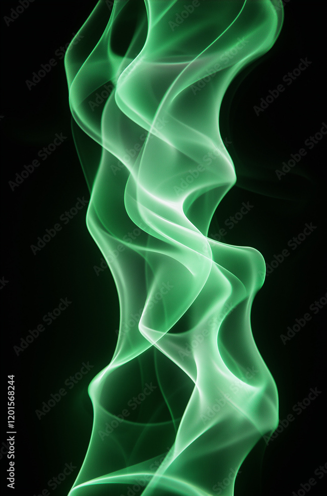 Poster elegant green abstract background with soft blurred shapes and smooth curves, high-resolution digita