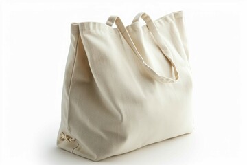 Simple beige tote bag photographed against clean minimalist setting.