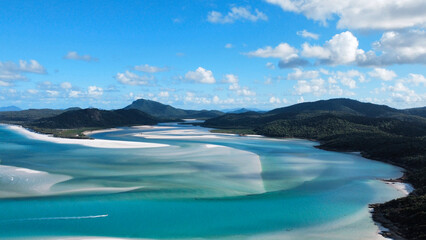 Whitsunday Islands Hill Inlet - Aerial Drone Footage of Azure Waters at Whitehaven Bay, Australia