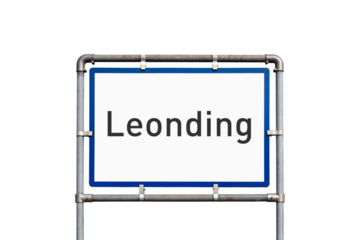 Ortseinfahrt, Schild, Leonding, Österreich