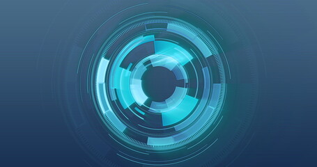 Image of scope scanning and data processing over blue background