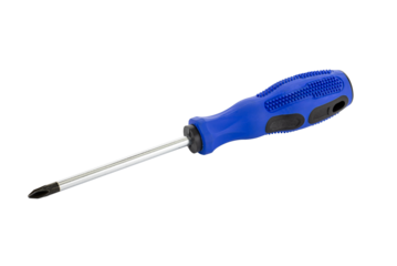 Blue black screwdriver isolated on white background with clipping path. Builder's and electrician's tool. Tools.