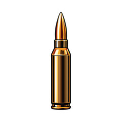 A close-up view of a high-caliber sniper bullet, showcasing its intricate details and metallic finish.
